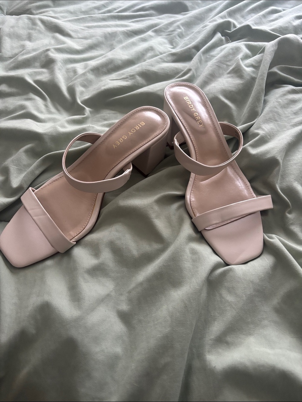 Birdy Grey Women's Nude Blush Block Heel Slide Sandals
